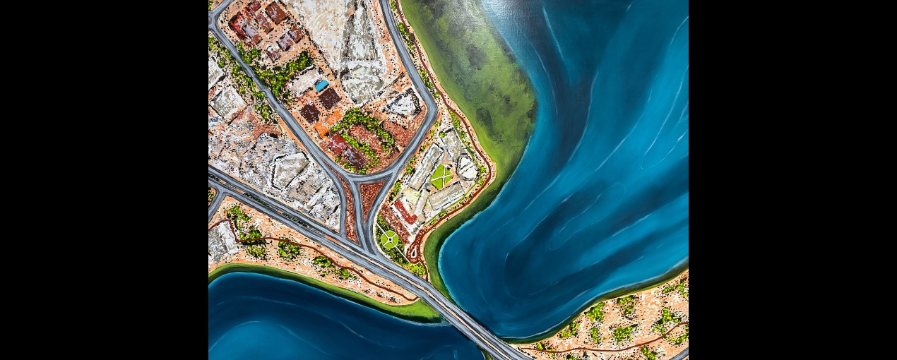 'No Service for Charlie' by Rohin Kickett (2025, acrylic and oil on wood)